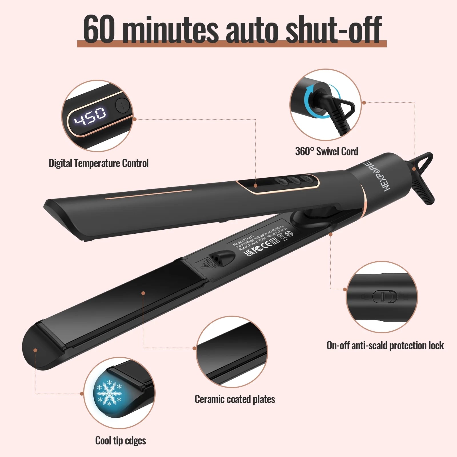 Professional 1" Flat Iron 2 in 1 Hair Straightener & Curling Iron Salon Styling Tool