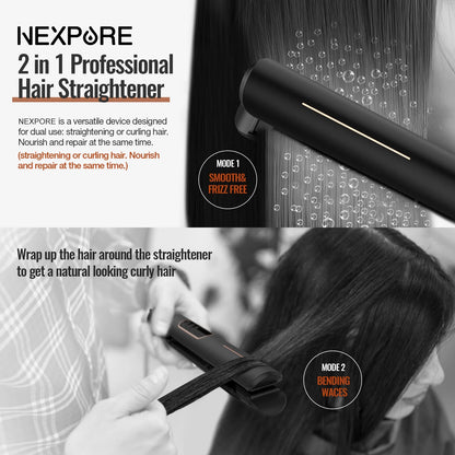 Professional 1" Flat Iron 2 in 1 Hair Straightener & Curling Iron Salon Styling Tool