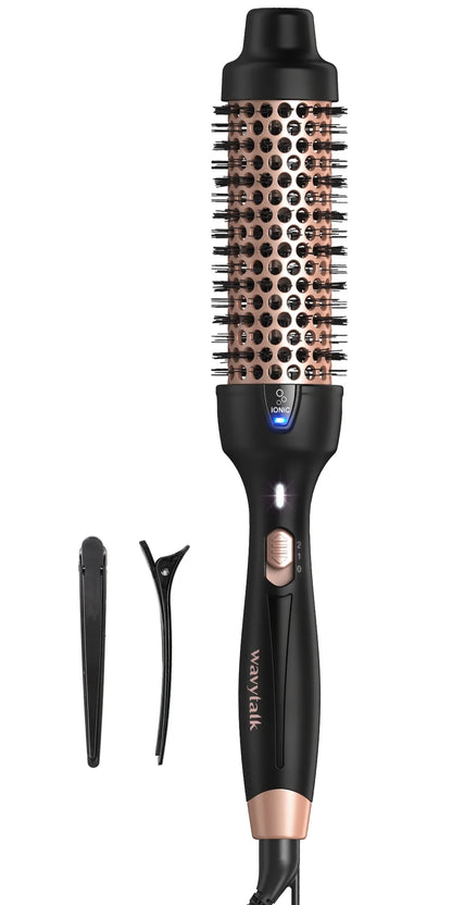 Rose Gold Ionic Thermal Brush - Achieve Effortless Blowout Curls with 1.5 Inch Heated Nylon Brush