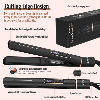 Professional 1" Flat Iron 2 in 1 Hair Straightener & Curling Iron Salon Styling Tool