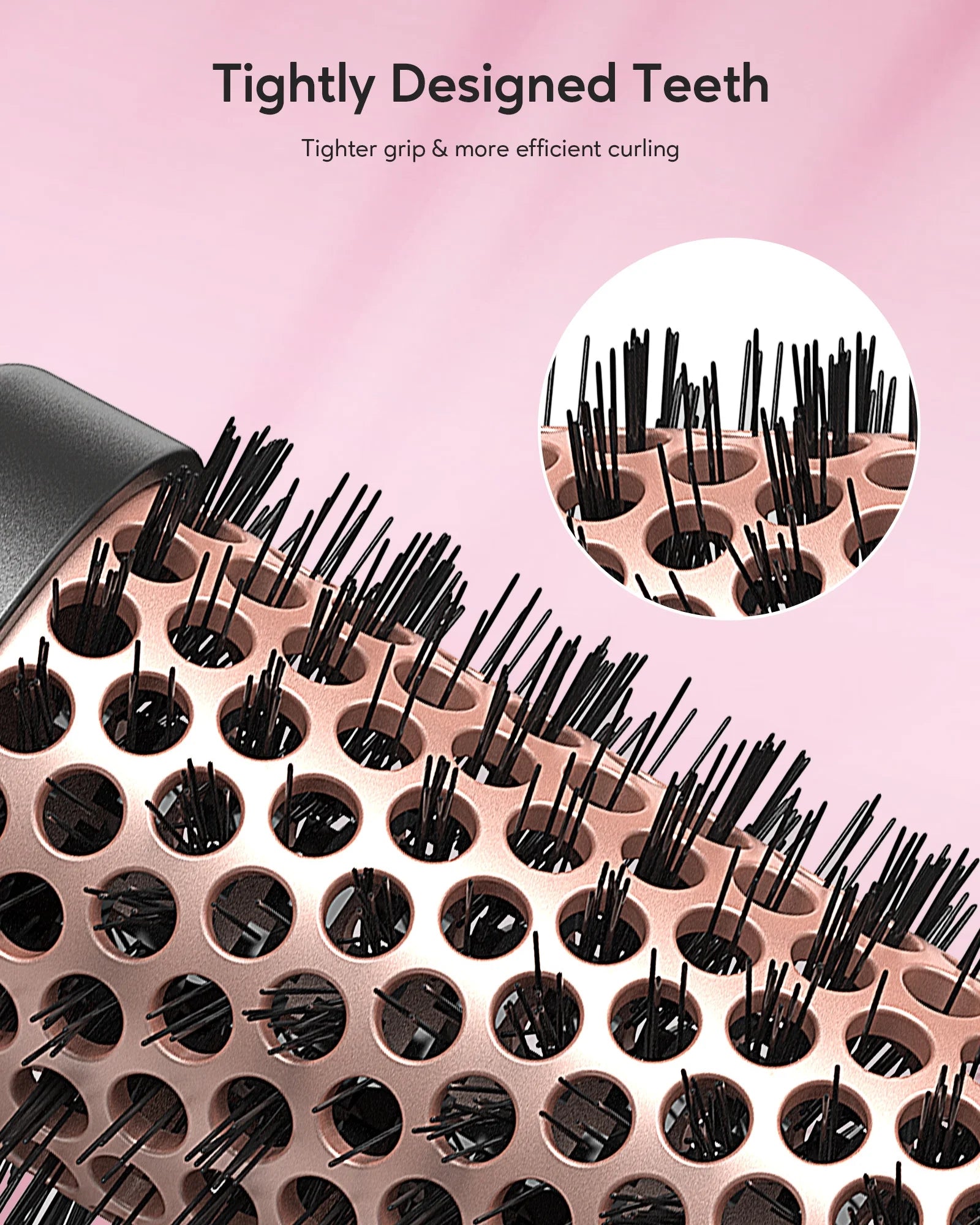 Rose Gold Ionic Thermal Brush - Achieve Effortless Blowout Curls with 1.5 Inch Heated Nylon Brush