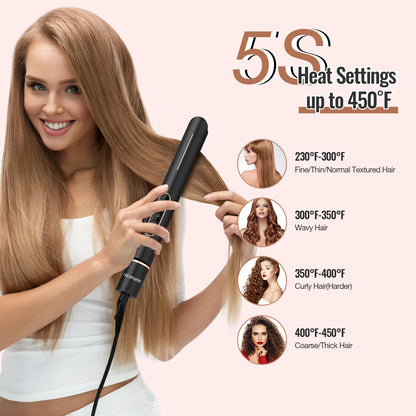 Professional 1" Flat Iron 2 in 1 Hair Straightener & Curling Iron Salon Styling Tool